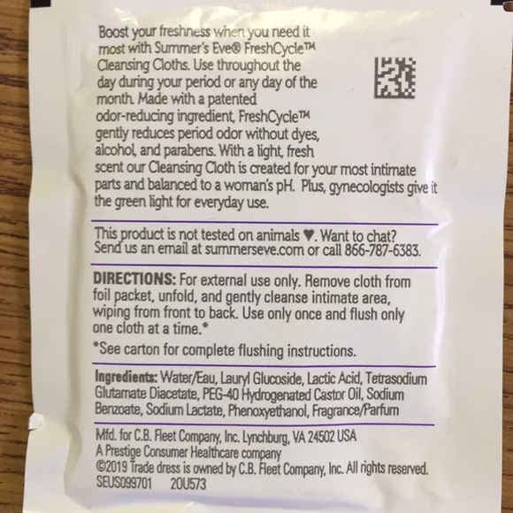 SUMMER’S EVE Fresh Cycle Clean Wipes | 25 Individually Packages - Picture 3 of 3